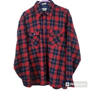 VTG Back Packer Korean Made Acrylic Long Sleeve Flannel Shirt Large 16-16 1/2